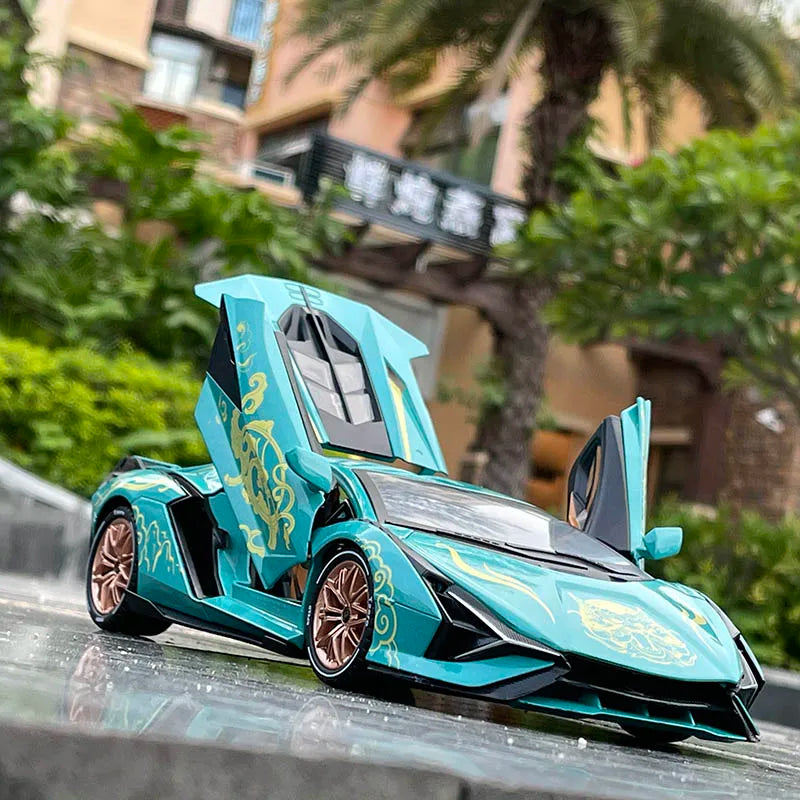 Large Size 1:18 SINA Sports Car Alloy Car Model Diecasts & Toy Vehicles Simulation Metal Car Model Sound and Light Kids Toy Gift Style Green - IHavePaws