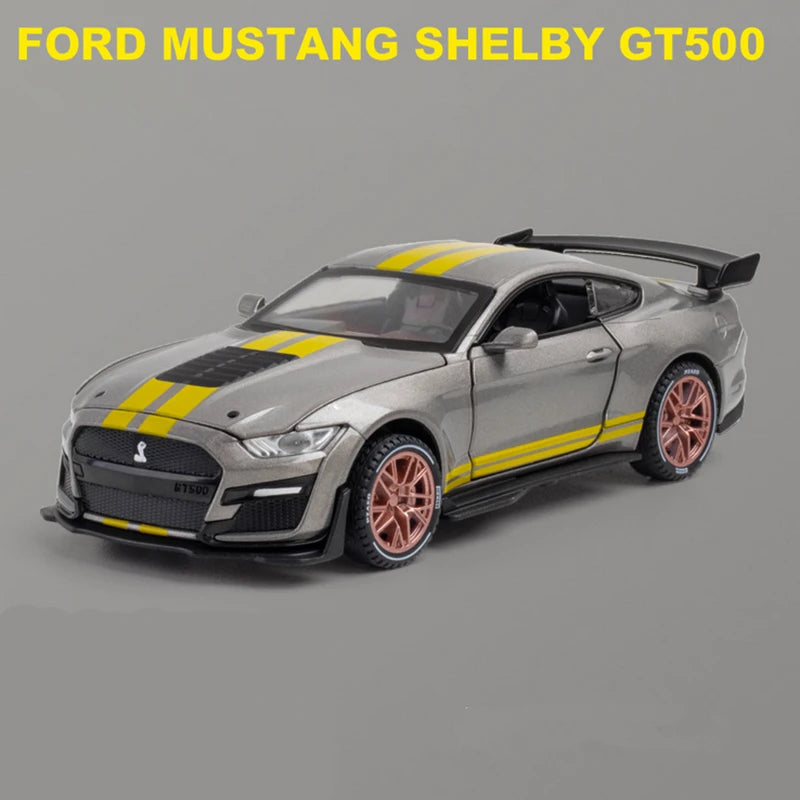 1:32 Ford Mustang Shelby GT500 Alloy Sports Car Model Diecast & Toy Vehicles Metal Car Model Simulation Collection Kids Toy Gift Grey - IHavePaws