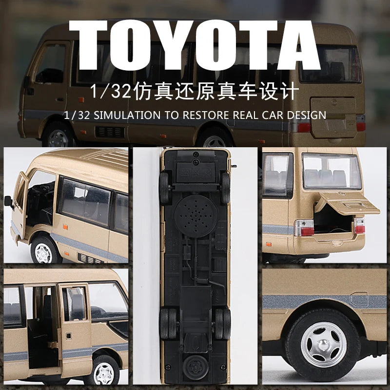 1:32 Coaster Bus Alloy Car Diecasts Simulation Metal Business Bus Vehicles Car Model Sound and Light Collection Kids Gift - IHavePaws