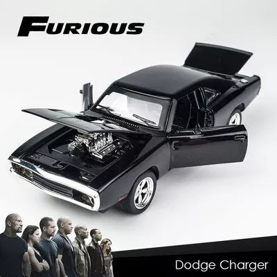 1:32 Dodge Charger Alloy Musle Car Model Diecast & Toy Metal Vehicles Sports Car Model Simulation Sound Light Childrens Toy Gift Black - IHavePaws
