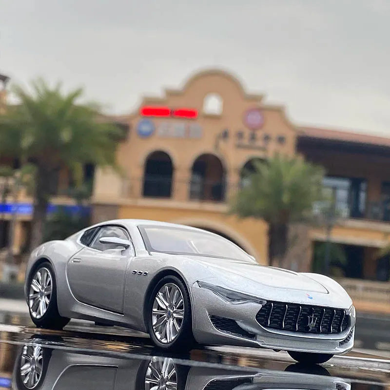 1:32 Maserati Alfieri Coupe Alloy Sports Car Model Diecast Metal Toy Vehicles Car Model Sound and Light Simulation Kids Toy Gift Silvery - IHavePaws