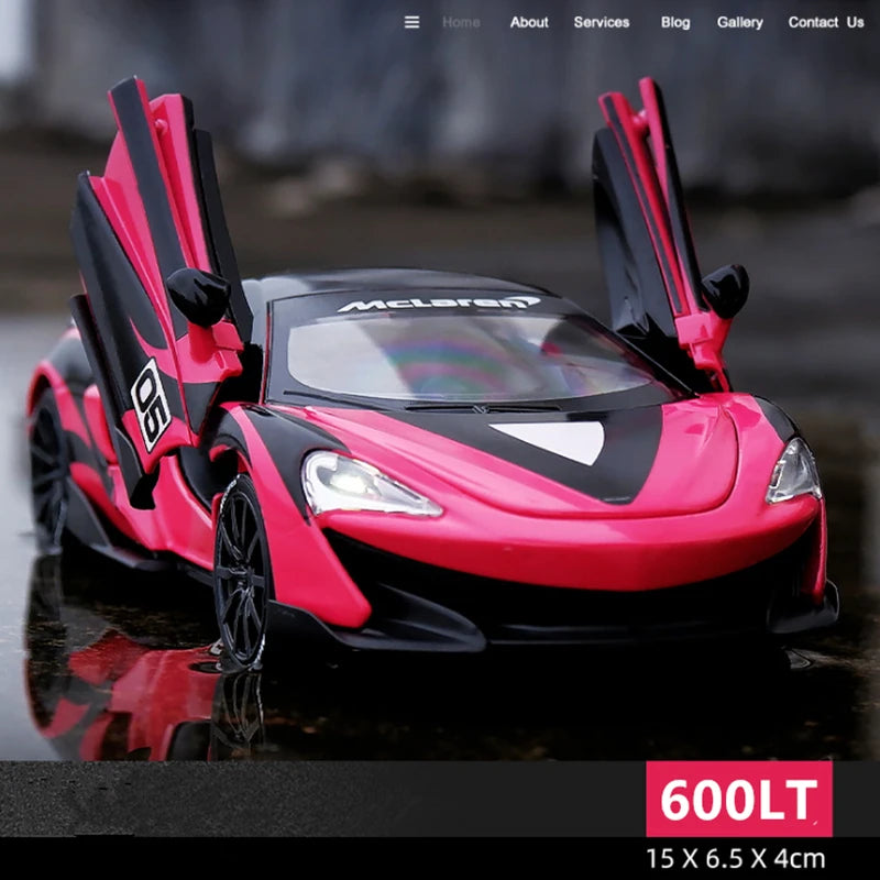 1:32 McLaren 600LT Alloy Sports Car Model Diecasts & Toy Vehicles Metal Toy Car Model High Simulation Collection Childrens Gift Track rose red - IHavePaws