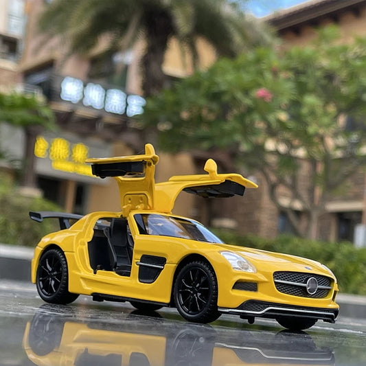 1:32 SLS Alloy Sports Car Model Diecasts Metal Vehicles Car Model High Simulation Sound and Light Collection Childrens Toys Gift