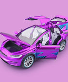 1:20 Tesla Model X Alloy Car Model Diecast Metal Toy Modified Vehicles Car Model Simulation Collection Sound Light Kids Toy Gift Purple - IHavePaws