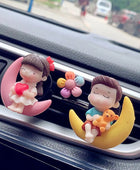 Couple Car Air Vent Freshener Perfume Clip Aromas Diffuser Decor Air Conditioning Perfume Clip Flavoring Valentine's Day Gift Moon Couple Flower - IHavePaws