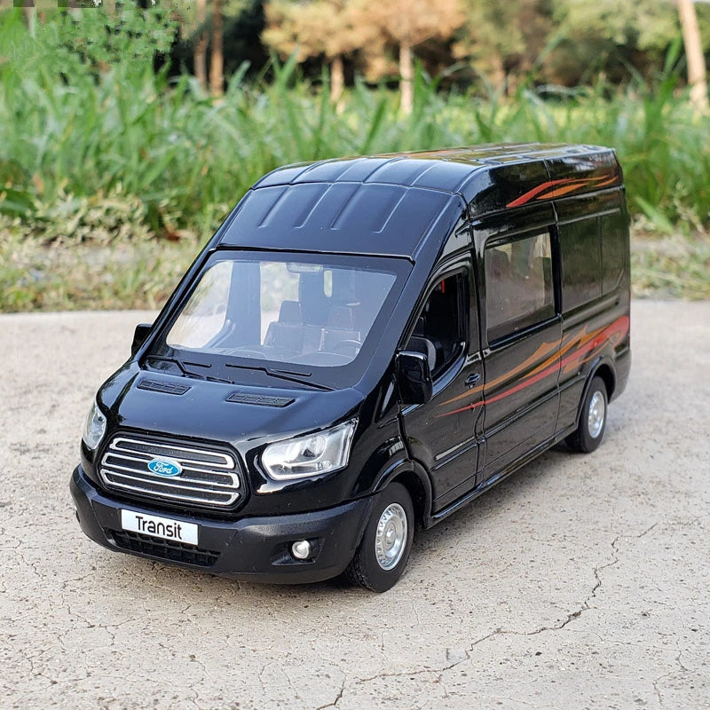 1:34 FORD Transit Alloy Multi-Purpose Vehicles Car Model Diecast Metal Toy Car Model Simulation Sound Light Collection Kids Gift Transit Black - IHavePaws