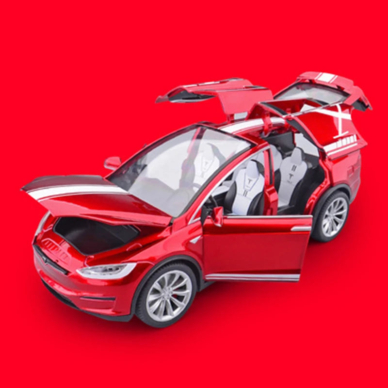 1:20 Tesla Model X Alloy Car Model Diecast Metal Toy Modified Vehicles Car Model Simulation Collection Sound Light Kids Toy Gift Red - IHavePaws