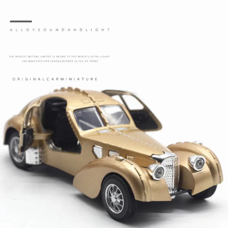 1:28 Bugatti TYPE 57SC Classic Car Alloy Car Model Diecasts Metal Toy Retro Vehicles Car Model Simulation Collection Kids Gift A Golden - IHavePaws