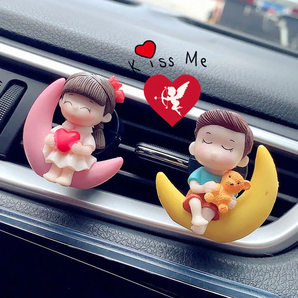 Couple Car Air Vent Freshener Perfume Clip Aromas Diffuser Decor Air Conditioning Perfume Clip Flavoring Valentine's Day Gift Moon Couple - IHavePaws