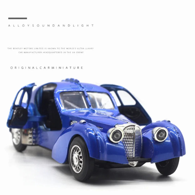 1:28 Bugatti TYPE 57SC Classic Car Alloy Car Model Diecasts Metal Toy Retro Vehicles Car Model Simulation Collection Kids Gift A Blue - IHavePaws