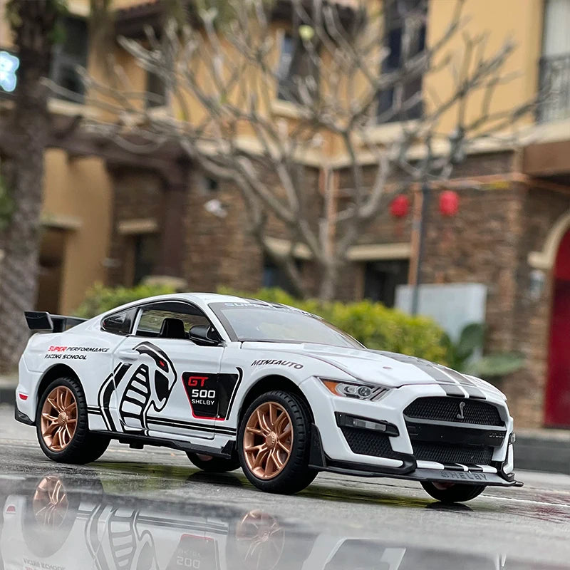 1/24 Ford Mustang Shelby GT500 Alloy Sports Car Model Diecasts Metal Toy Car Model Simulation Sound Light Collection Kids Gifts White - IHavePaws