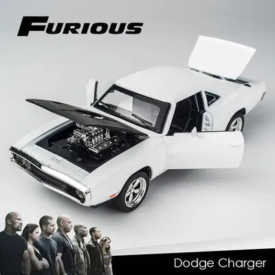 1:32 Dodge Charger Alloy Musle Car Model Diecast & Toy Metal Vehicles Sports Car Model Simulation Sound Light Childrens Toy Gift White - IHavePaws