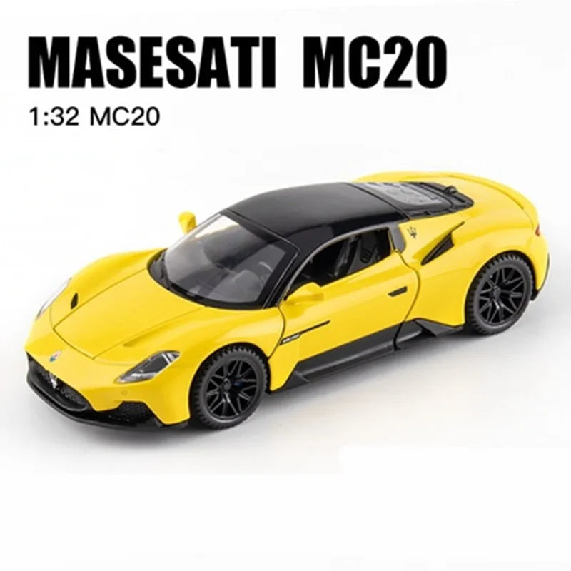 1:32 Maserati MC20 Cabrio Alloy Sports Car Model Diecasts Metal Toy Vehicles Car Model Sound and Light Simulation Kids Toys Gift Yellow - IHavePaws
