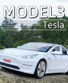 1:32 Tesla Model 3 Alloy Car Model Diecast Metal Vehicle Car Model High Simulation Sound and Light Collection White - IHavePaws