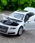 1/32 AUDI A8 Alloy Car Model Diecast & Toy Vehicle Metal Toy Car Model High Simulation Sound Light Collection Childrens Toy Gift White - IHavePaws