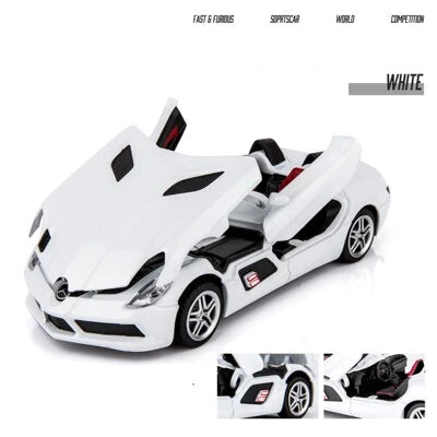 1:32 SLR Roadster Alloy Sports Car Model Diecasts Metal Toy Vehicles Car Model Simulation Sound Light Collection Childrens Gifts White - IHavePaws