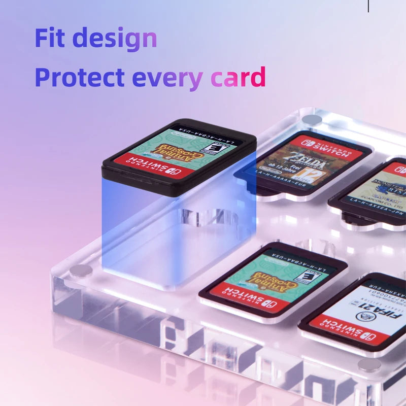 Hagibis Game Card Case for Nintendo Switch Premium Transparent Acrylic Games Storage Box Holder Shockproof Hard Shell 6 Cards - IHavePaws