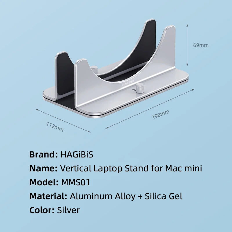 Hagibis Vertical Stand for Mac Mini Aluminum Alloy Laptop Desktop Stand Anti-Slip Adjustable Computer Holder for Apple MAC Mini - IHavePaws