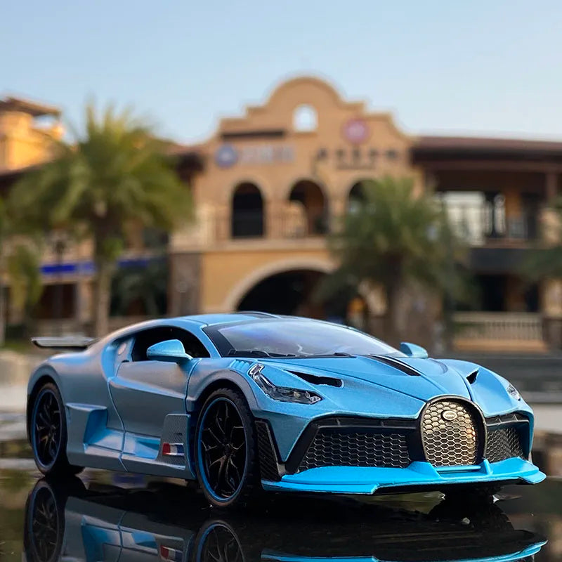 1:32 Bugatti Veyron Divo Alloy Sports Car Model Diecast Metal Toy Vehicles Car Model Simulation Sound Light Collection Kids Gift Blue - IHavePaws