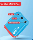 Hagibis Switch Dock for Nintendo Switch GaN fast charger Portable TV Docking Station 4K HDMI-compatible for Laptops iPad Phone Red blue- US plug - IHavePaws