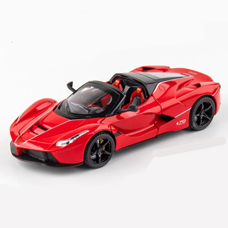 1:24 La Ferrari Alloy Sports Car Model Diecasts Metal Toy Vehicles Car Model Simulation Sound Light Collection Kids Gift Open red - IHavePaws