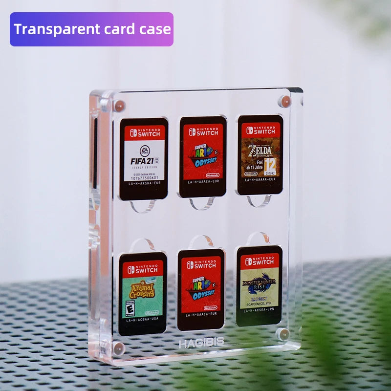 Hagibis Game Card Case for Nintendo Switch Premium Transparent Acrylic Games Storage Box Holder Shockproof Hard Shell 6 Cards White - IHavePaws