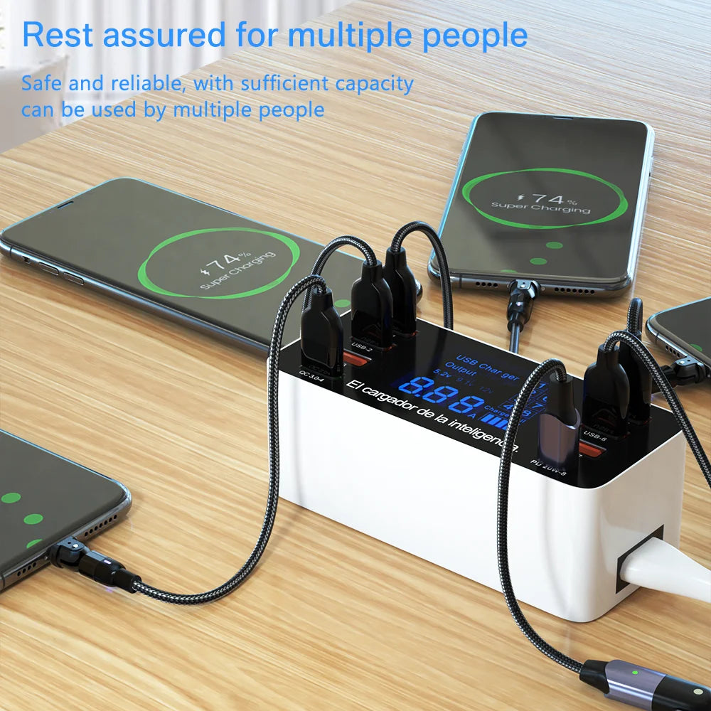 8 Ports QC3.0 USB Charger PD3.0 Type C Fast Charger For iPhone 12 Pro Tablet Adapter HUB USB C Charger For xiaomi huawei samsung