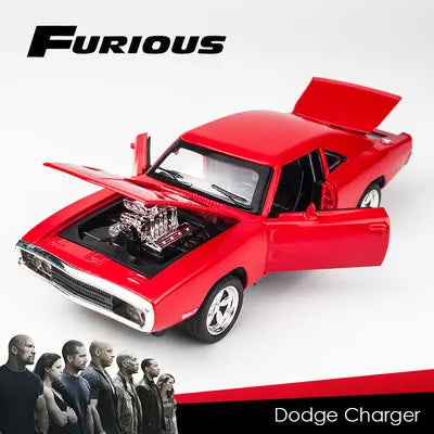 1:32 Dodge Charger Alloy Musle Car Model Diecast & Toy Metal Vehicles Sports Car Model Simulation Sound Light Childrens Toy Gift Red - IHavePaws