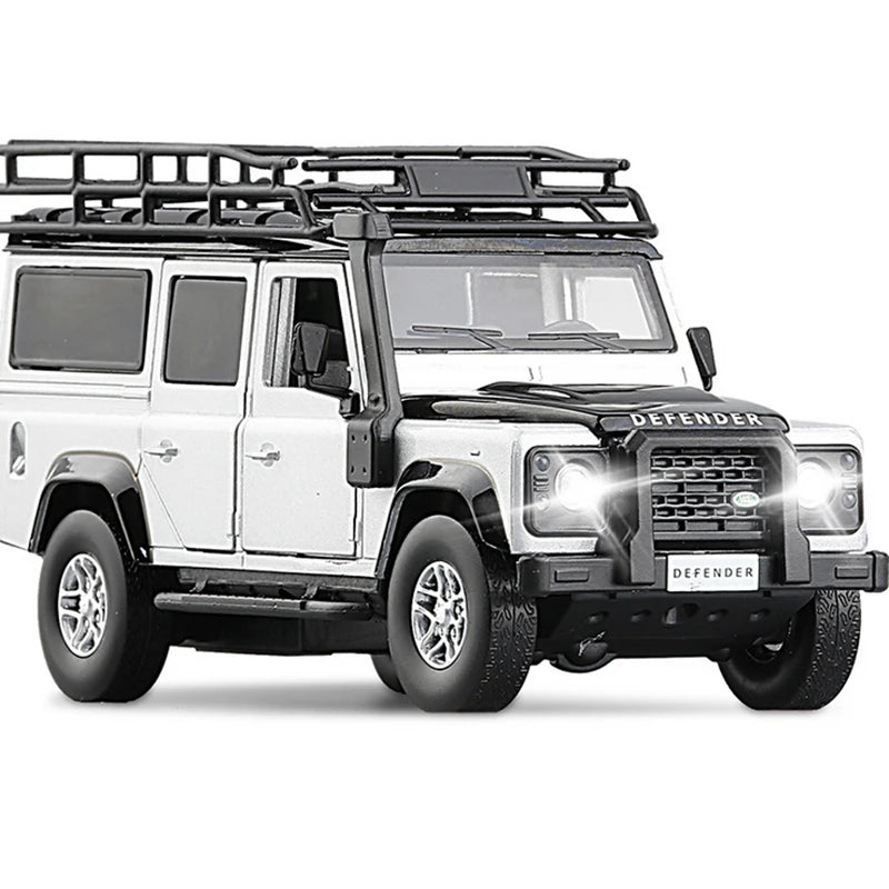 1:32 Range Rover Defender Alloy Car Model Diecast & Toy Metal Off-Road Vehicles Car Model Simulation Sound Light Childrens Gifts Silvery - IHavePaws
