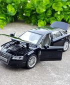 1/32 AUDI A8 Alloy Car Model Diecast & Toy Vehicle Metal Toy Car Model High Simulation Sound Light Collection Childrens Toy Gift Black - IHavePaws