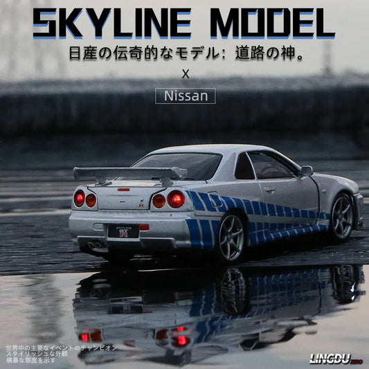 1:32 Nissan Skyline Ares GTR R34 Alloy Sports Car Model Diecasts Metal Toy Car Model High Simulation - IHavePaws