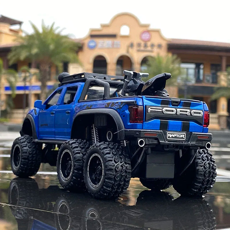 1/28 Ford Raptor F150 Alloy Car Modified Off-Road Vehicle Model Diecast & Toy Vehicles Metal Car Model Collection Kids Toys Gift Blue - IHavePaws