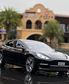 1:32 Tesla Model 3 Alloy Car Model Diecast Metal Vehicle Car Model High Simulation Sound and Light Collection Black - IHavePaws