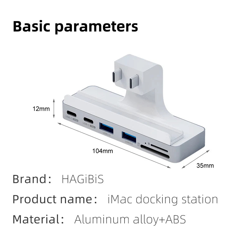 Hagibis USB C Clamp Hub Type-c for 2021 iMac with USB C USB 3.0 Micro/SD Card Reader 4K HD Docking Station iMac Accessories - IHavePaws