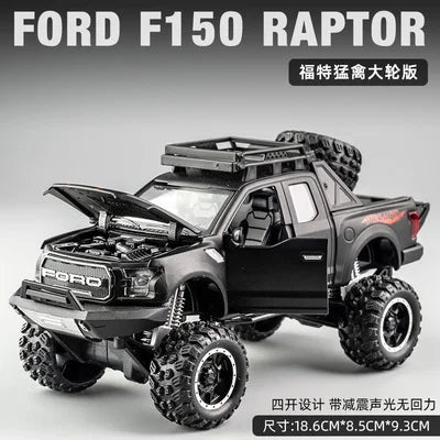 1:32 Ford Raptor F150 Modified Pickup Alloy Car Model Diecasts Metal Toy Vehicles Car Model Simulation Refit Matte black - IHavePaws