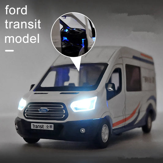 1:34 FORD Transit Alloy Multi-Purpose Vehicles Car Model Diecast Metal Toy Car Model Simulation Sound Light Collection Kids Gift - IHavePaws