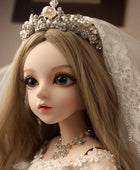 1/3ball jointed doll bjd doll doris gifts for girl Handpainted makeup fullset fairy tale princess doll with crown wedding dress