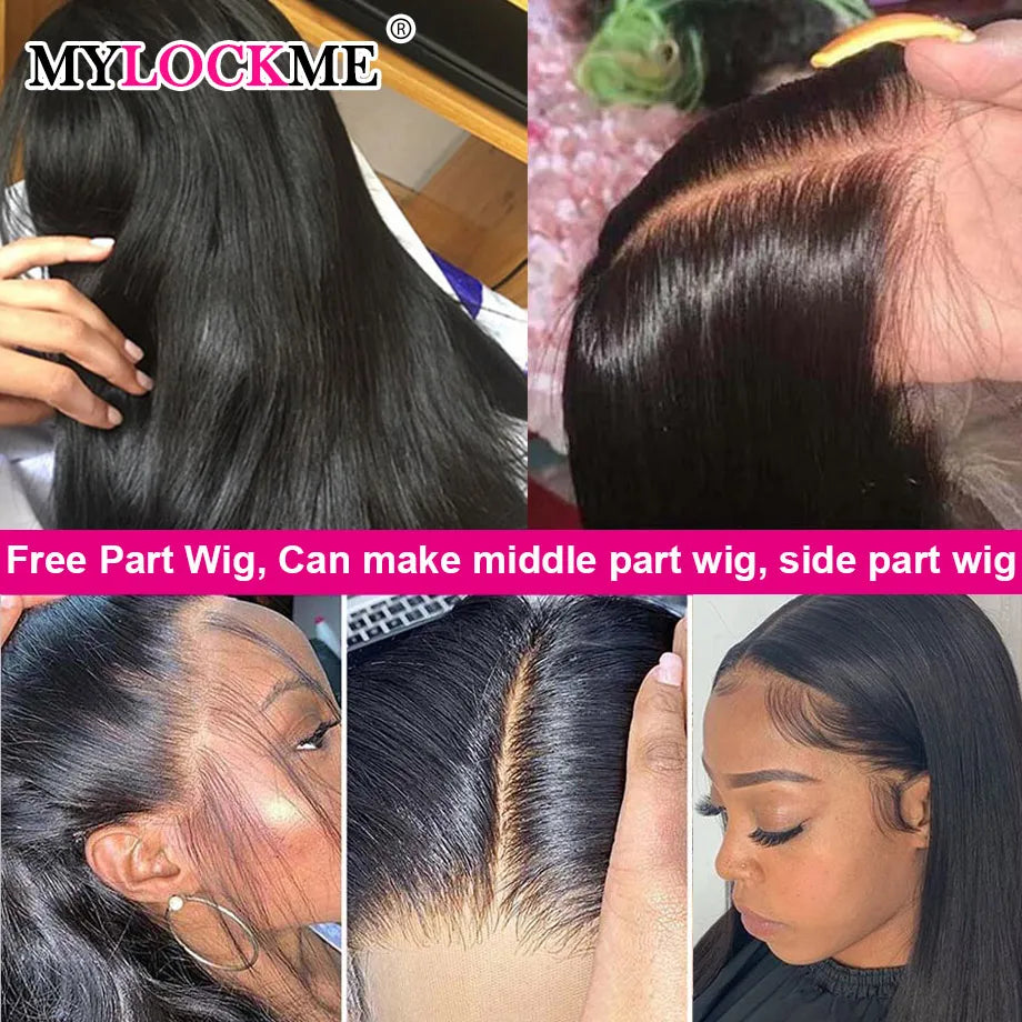 Bone Straight 13x4 13x6 Transparent Lace Front Human Hair Wigs 360 Lace Frontal Wig 4X4 Lace Closure Wig Brazilian Remy Hair