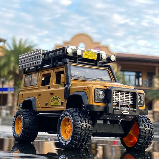 1:28 Camel Cup Rover Defender Alloy Racing Car Model Diecasts & Toy Metal Off-road Vehicles Model Collection Kids Toy Gifts - IHavePaws