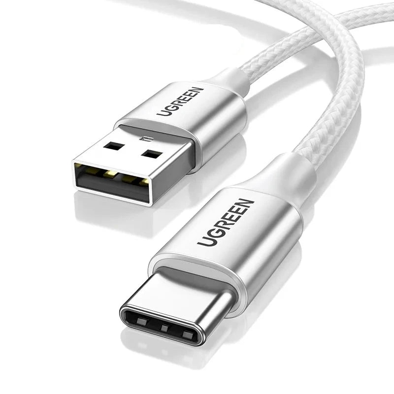 UGREEN 3A USB Type C Cable For Xiaomi Samsung Galaxy S24 Fast Charging USB Charging Data Cable 18W For iPhone 15 iPad Poco USB C Fashion Metal Silver / 3m - IHavePaws
