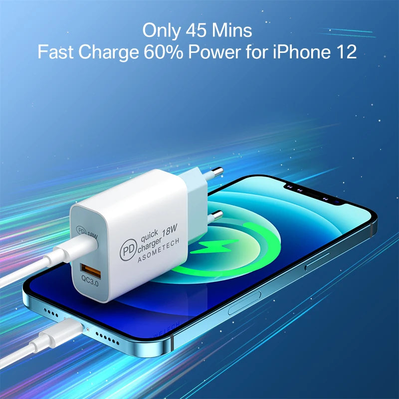 18W PD USB Type C Charger Quick Charge 3.0 Fast Phone Charger For iPhone 11 Pro X Xs Xr 6 7 8 AirPods iPad Huawei Xiaomi Samsung