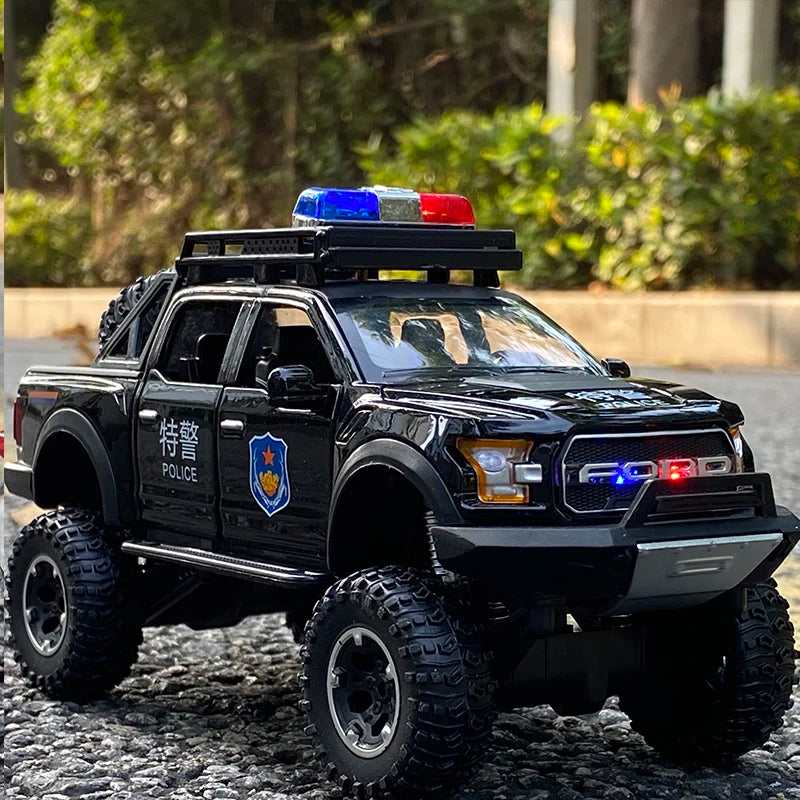 1:32 Ford Raptor SVT Alloy Car Model Diecasts Toy Modified Off-Road Vehicles Metal Car Model Simulation Collection Kids Toy Gift Police black - IHavePaws