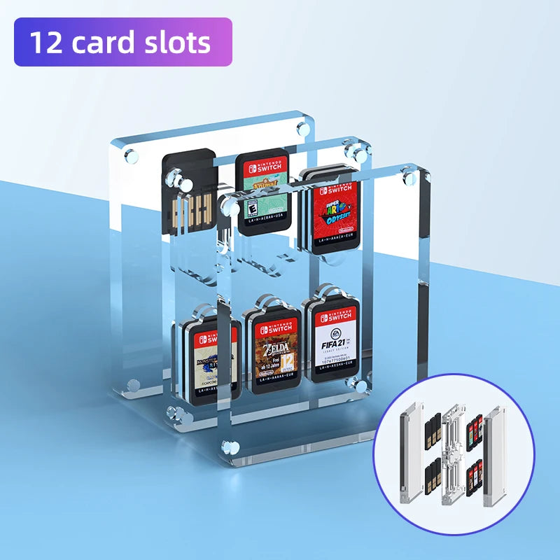 Hagibis Transparent Game Card Case for Nintendo Switch 21/12 card slots Protective Shockproof Acrylic Games Storage Box Holder 12 Card - IHavePaws