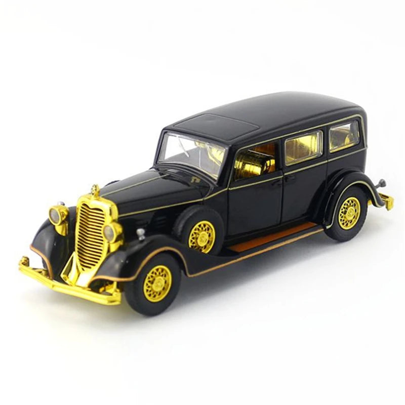 1:28 Retro Classic Car Alloy Car Model Diecasts Metal Vehicles Toy Old Car Model High Simulation Collection Ornament Kids Gift Classic Black Car - IHavePaws