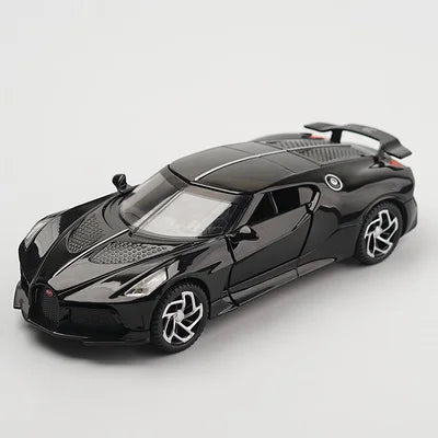 1:32 Bugatti Lavoiturenoire Alloy Sports Car Model Diecast Metal Toy Police Vehicles Car Model Sound and Light Children Toy Gift Bright Black - IHavePaws