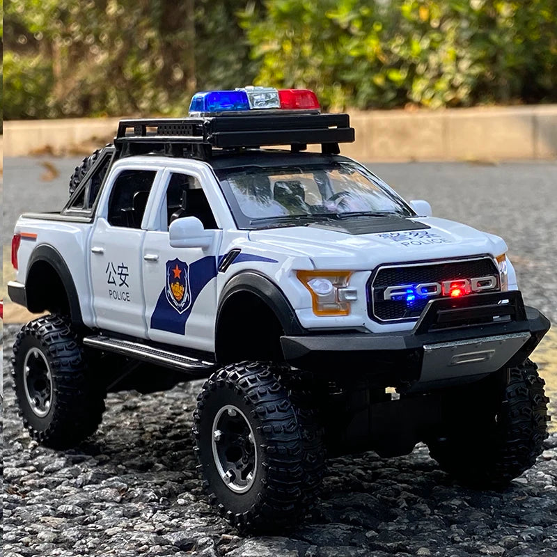 1:32 Ford Raptor SVT Alloy Car Model Diecasts Toy Modified Off-Road Vehicles Metal Car Model Simulation Collection Kids Toy Gift Police white - IHavePaws