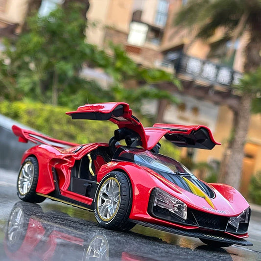 1/24 HONGQI S9 High Performance Alloy Sports Car Model Diecast Metal Vehicles Car Model With Sound and Light Spray Kids Toy Gift