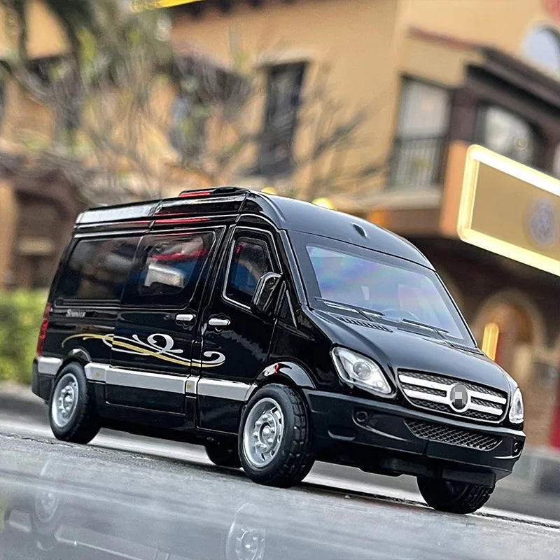 1:34 FORD Transit Alloy Multi-Purpose Vehicles Car Model Diecast Metal Toy Car Model Simulation Sound Light Collection Kids Gift Sprinter Black - IHavePaws