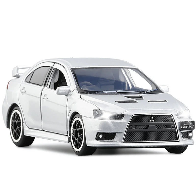 1:32 Mitsubishis Lancer Evo X 10 Alloy Car Model Diecast Metal Toy Vehicle Car Model Simulation Sound Light Collection Kids Gift Silvery - IHavePaws