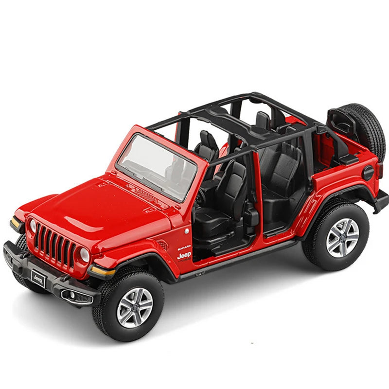 1:32 Jeep Wrangler Rubicon Alloy Car Model Diecast Metal Toy Off-road Vehicle Car Model Simulation Collection Children Toy Gift Open Red - IHavePaws